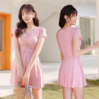 泳衣女套装高级感时尚分体平角泳装冬季泡温泉度假显瘦裙式两件套