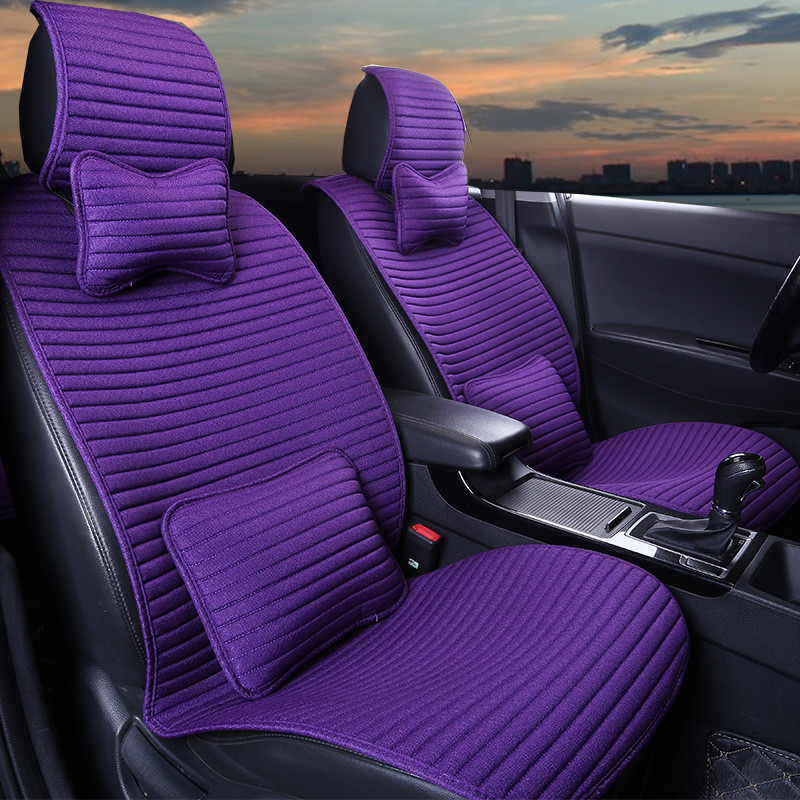 热销25年新款亚麻大版汽车坐垫四季通用简约座椅半包舒适透气汽车