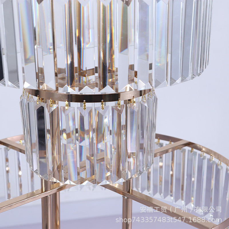 热销新款金色电镀摆件婚庆装饰用品五层叠罗汉花架落地花器路引铁