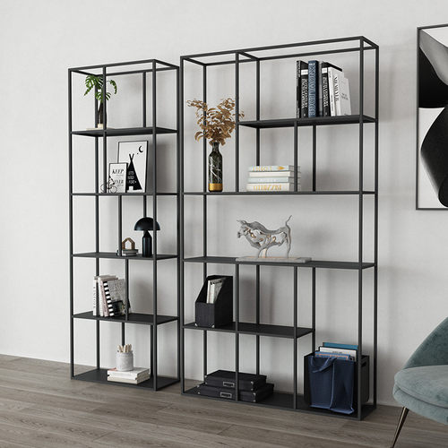 热销北欧铁艺书架客厅书房置物架办公室简约隔断书柜落地多层展示
