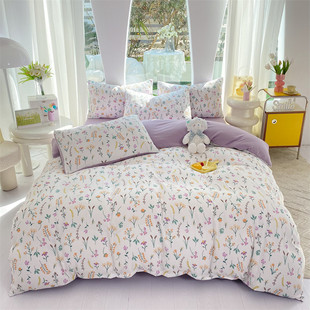 O5X2非纯棉双层纱床单单件被套单人1米5学生宿舍被单枕套三四