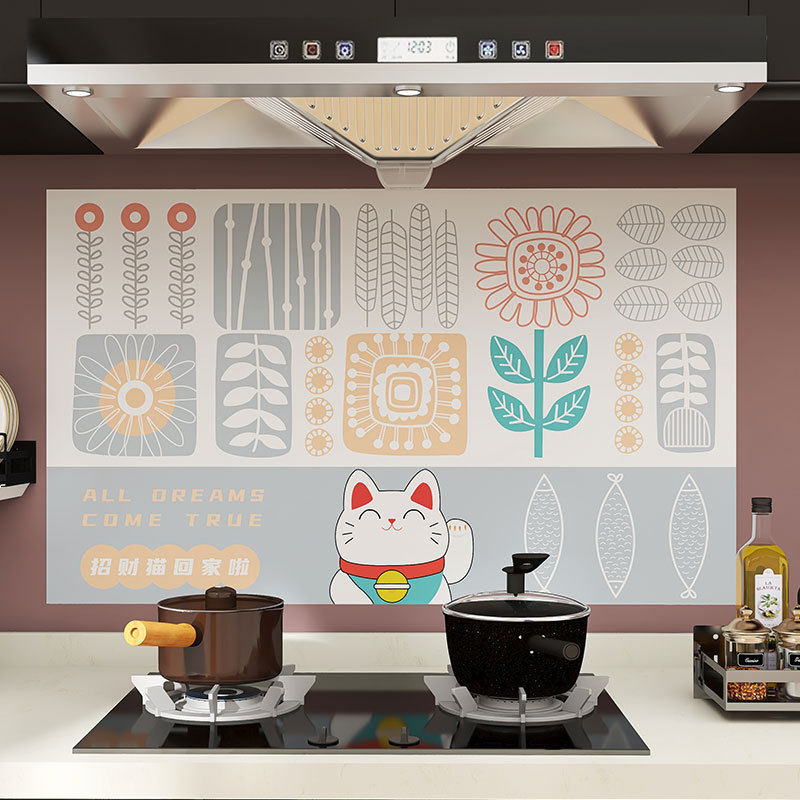 卡通厨房灶台用耐高温自粘油污贴纸墙面翻新防瓷砖墙贴防水墙壁纸,家居饰品,软装墙贴,淘宝优惠券,粉丝福利购,淘宝优惠卷