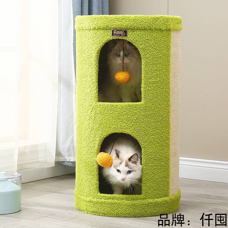 热销猫窝四季通用封闭式别墅凳子剑麻猫爪桶家用室内猫窝三层双层