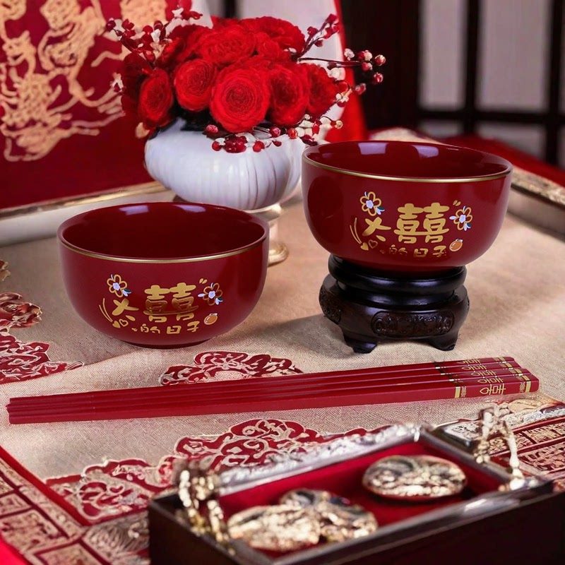 结婚喜碗陶瓷碗陪嫁改口敬茶杯新郎新娘筷勺套装婚礼婚庆结婚新款,节庆用品/礼品,喜碗/敬茶杯,淘宝优惠券,粉丝福利购,淘宝优惠卷