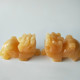 镇平玉龙皮天然米黄玉貔貅摆件一对 厂家直销 坊休工艺品批发