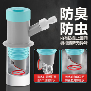 厨房下水管三通水槽洗菜盆防返臭神器净水器多功能排水三头通接头