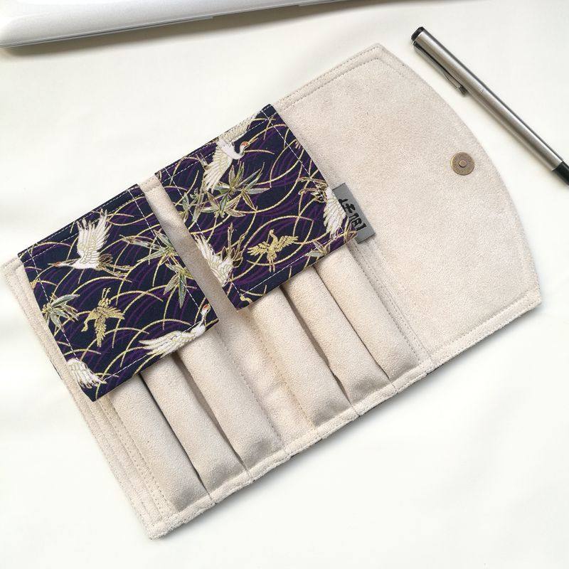 布邑 国风笔套l六支装钢笔收纳袋笔帘笔包笔盒磁扣款便携式蓝色鹤,文具电教/文化用品/商务用品,笔袋,淘宝优惠券,粉丝福利购,淘宝优惠卷