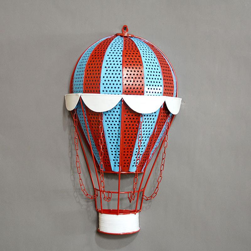 复古热气球怀旧吊饰网咖酒吧墙面装饰品铁艺壁挂式家居软装道具