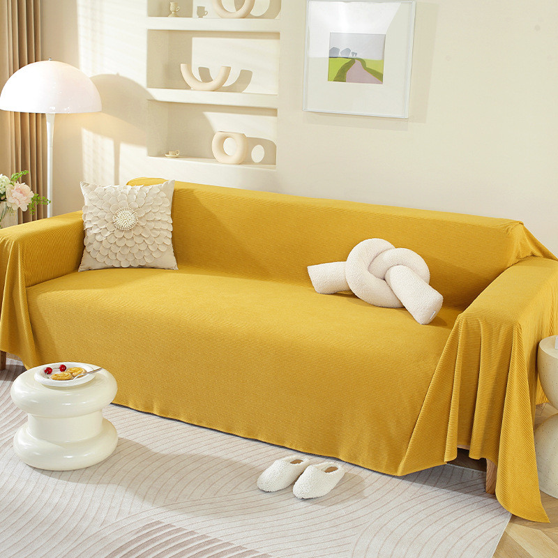 简约沙发巾法式棉绒雪尼尔沙发盖布纯色四季通用一片式全盖沙发