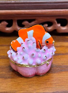 2023家居金属珐琅首饰盒七宝烧手工艺品网红轻奢可爱新品桌面摆件