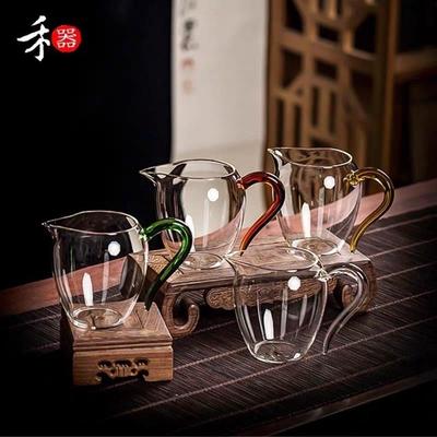 禾器晶彩怡然茶海公道杯耐热玻璃公杯手工茶海分茶器茶道配件
