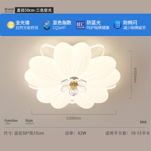 主卧室灯奶油风2024年新款创意房间灯花朵温馨吸顶灯简约现代浪漫