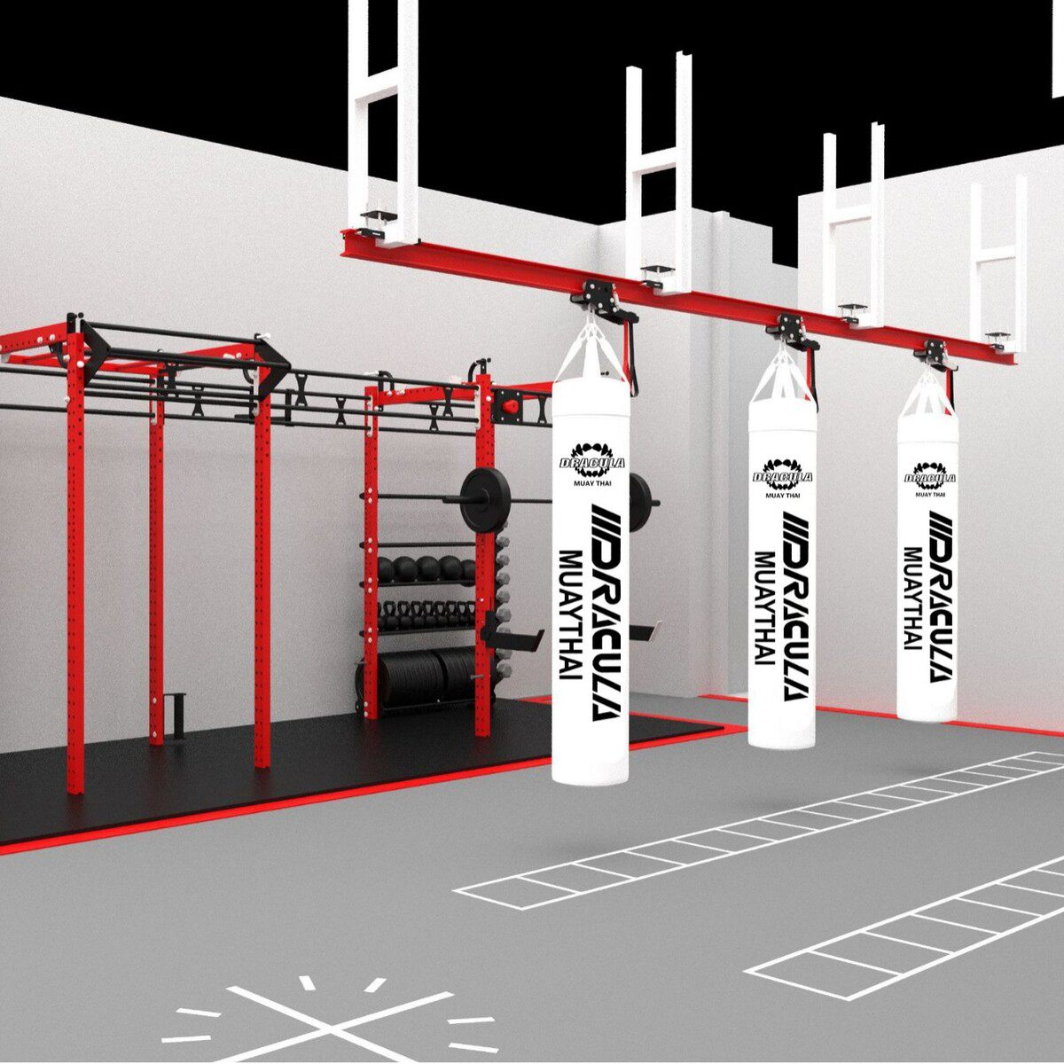 热销可套装轨道拳击沙包架吊式轨道滑车格斗健身器材拳击沙袋架移