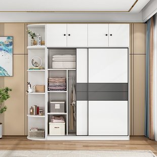 储物收纳柜组合大衣橱 衣柜卧室家用实木质经济型出租房用简易组装