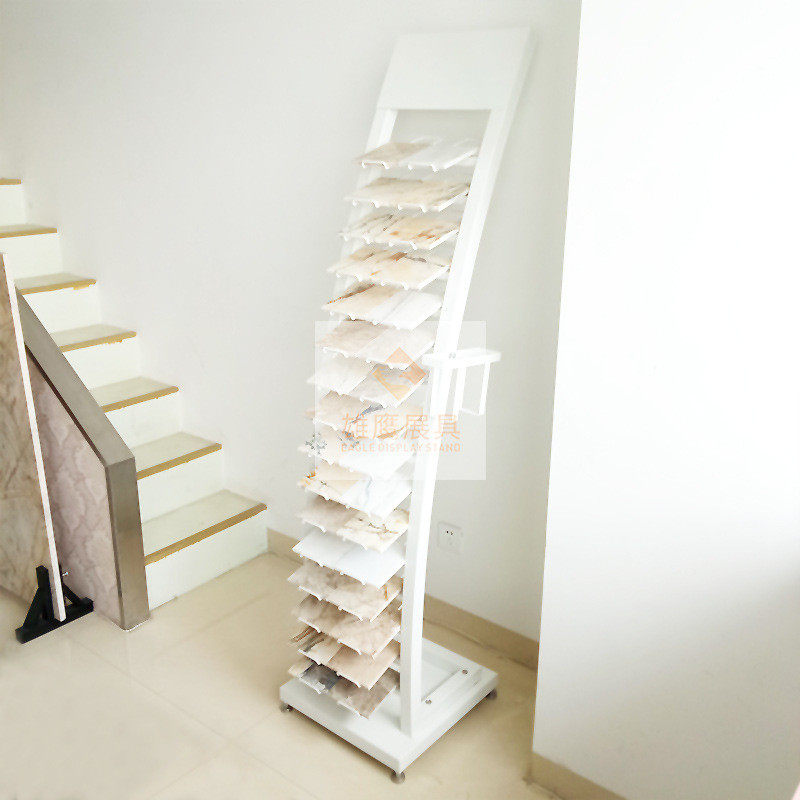 优质石材展示架具落地金属石英石展柜立式层架人造石展弧形批发