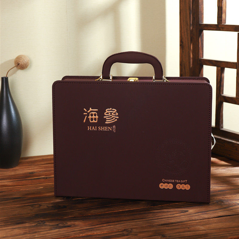 高档手提海参包装盒皮质海参礼品盒一斤装干海参鲍鱼盒名贵礼品盒