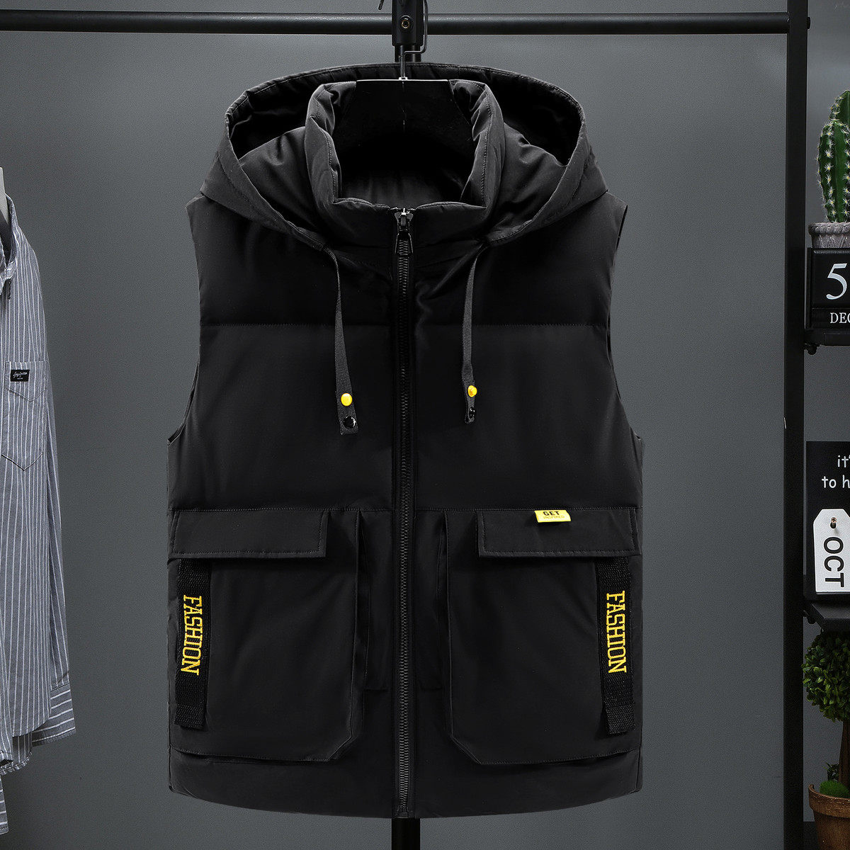 工装马甲男秋冬季多口袋韩版潮流棉坎肩宽松帅气纯色外穿马夹,男装,常规马甲,淘宝优惠券,粉丝福利购,淘宝优惠卷