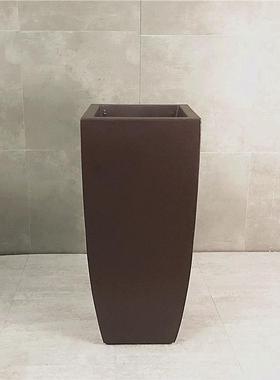 哑光大厅斜四方形玻璃钢落地大花瓶商场酒店家居会所红棕色摆设