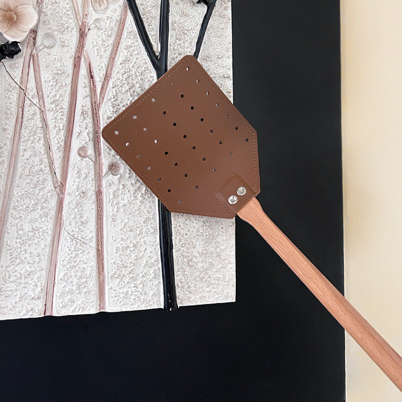 苍蝇拍牛筋打不烂家用加长杆质量好的感触自然加厚长柄子