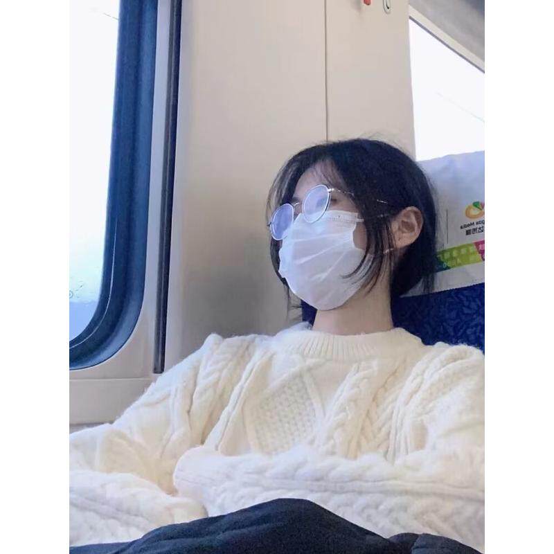 加厚版!软糯白色麻花套头毛衣女春装新款韩版宽松学生长袖衫