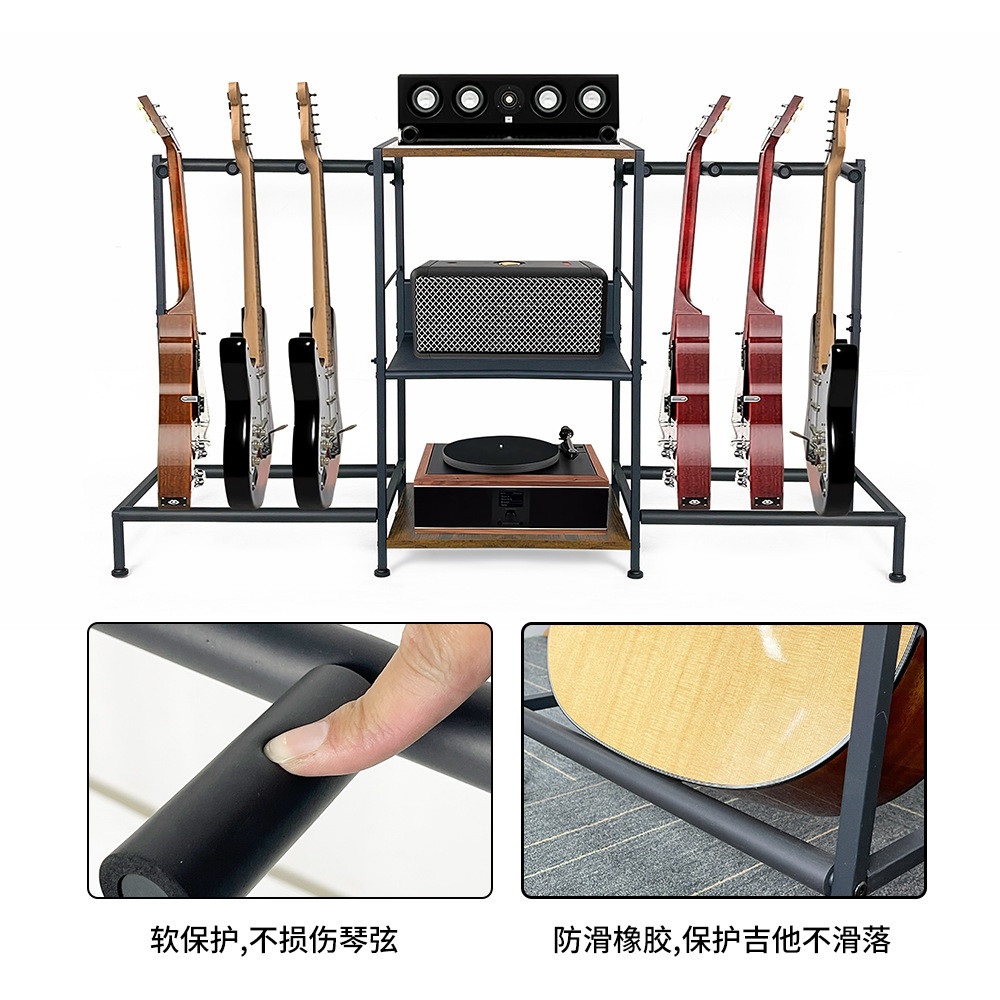 热销工作室展示架6把支架钢木组合展示架乐队吉他收纳架贝斯琴架