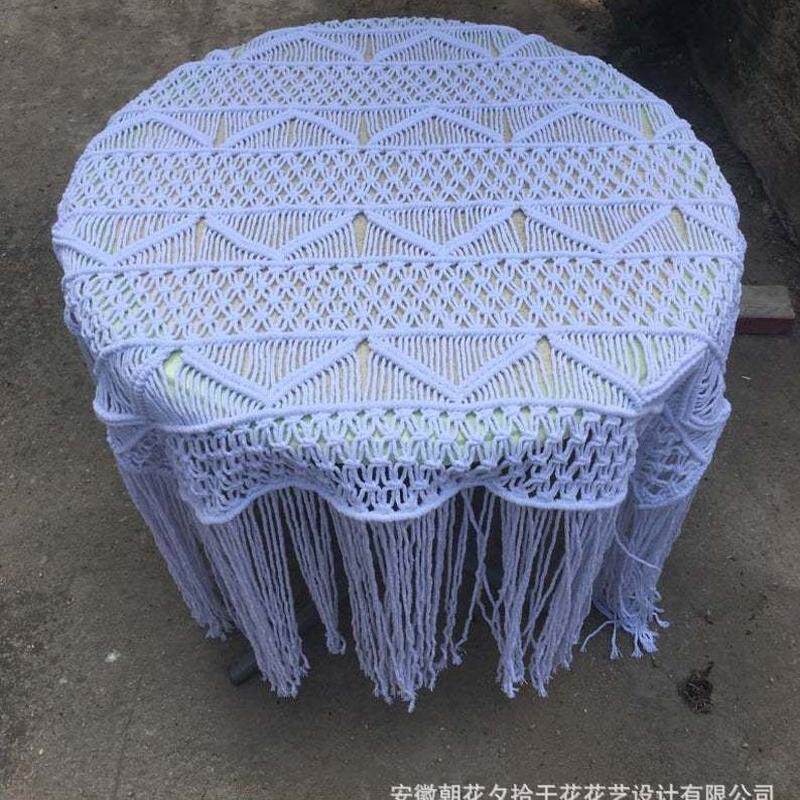 手工编织美式婚礼名宿装饰桌布复古宴会桌旗北欧银色编织桌旗挂毯