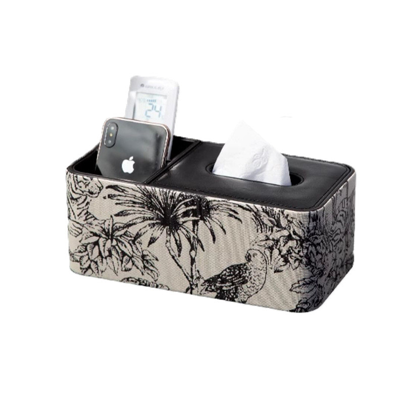 复古提花简约纸巾盒轻奢收纳盒皮革创意桌面茶几家用多功能抽纸盒