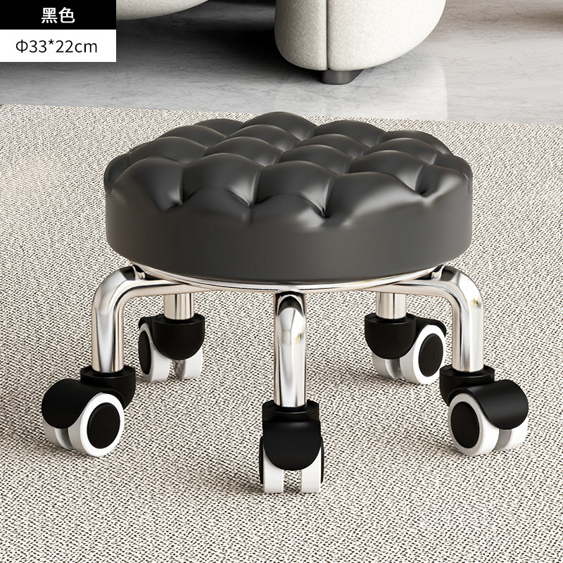 家用滑轮矮凳椅子万向轮小凳子美圆凳儿童学步矮凳美甲小板凳新款