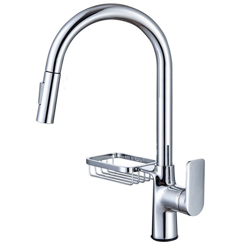厂家直销全铜篮可旋转厨房龙头冷热带置物架烤漆洗菜盆抽拉式龙头,家装主材,厨房龙头,淘宝优惠券,粉丝福利购,淘宝优惠卷