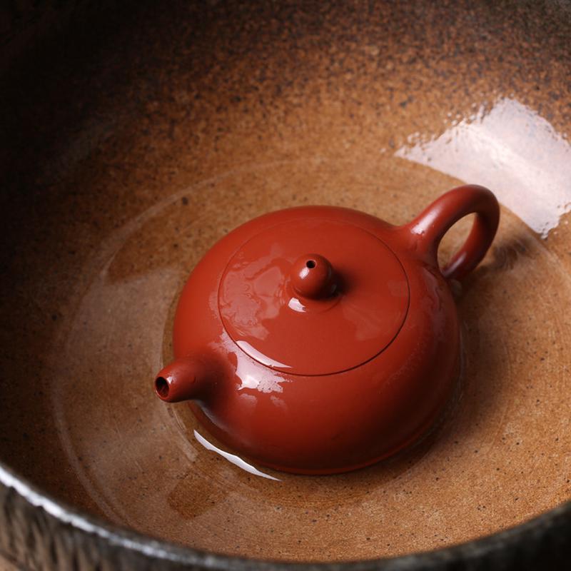宜兴紫砂朱泥功夫茶壶 玉兔壶小巧工夫茶具冲茶壶手把壶家居送礼