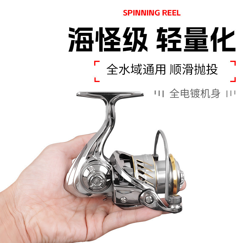 路亚远抛纺车轮全金属双摇臂鱼线轮渔轮微物纺车轮