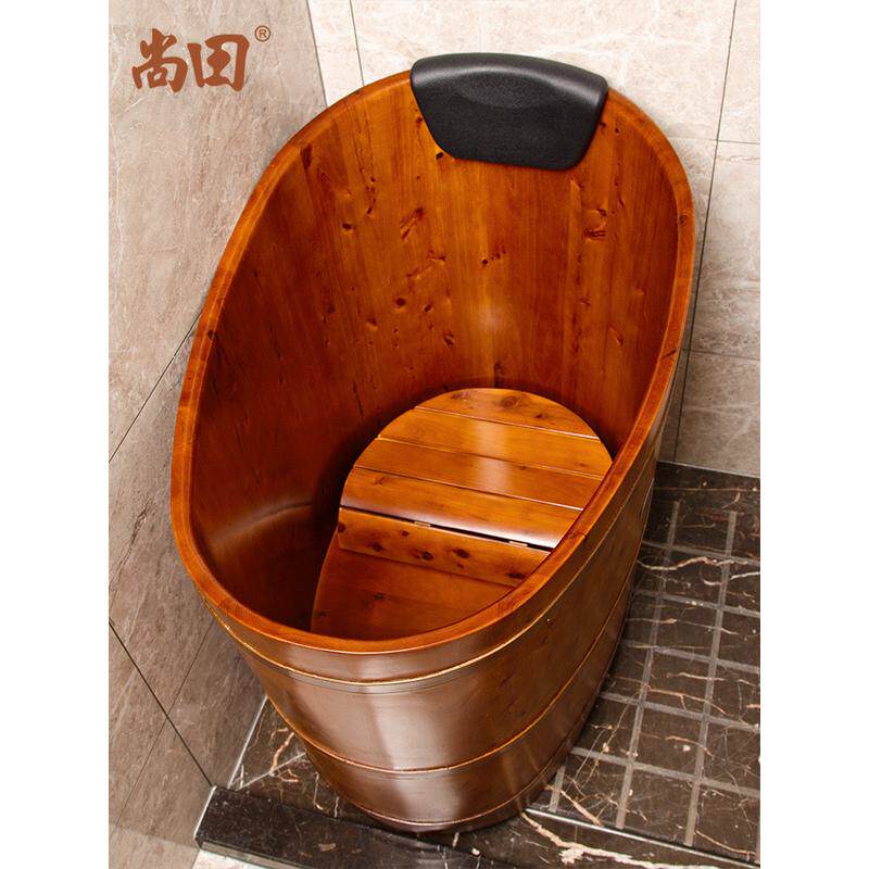 a6l泡澡木桶浴桶家用浴缸小户型成人木质洗澡盆实木蛋圆形沐浴桶