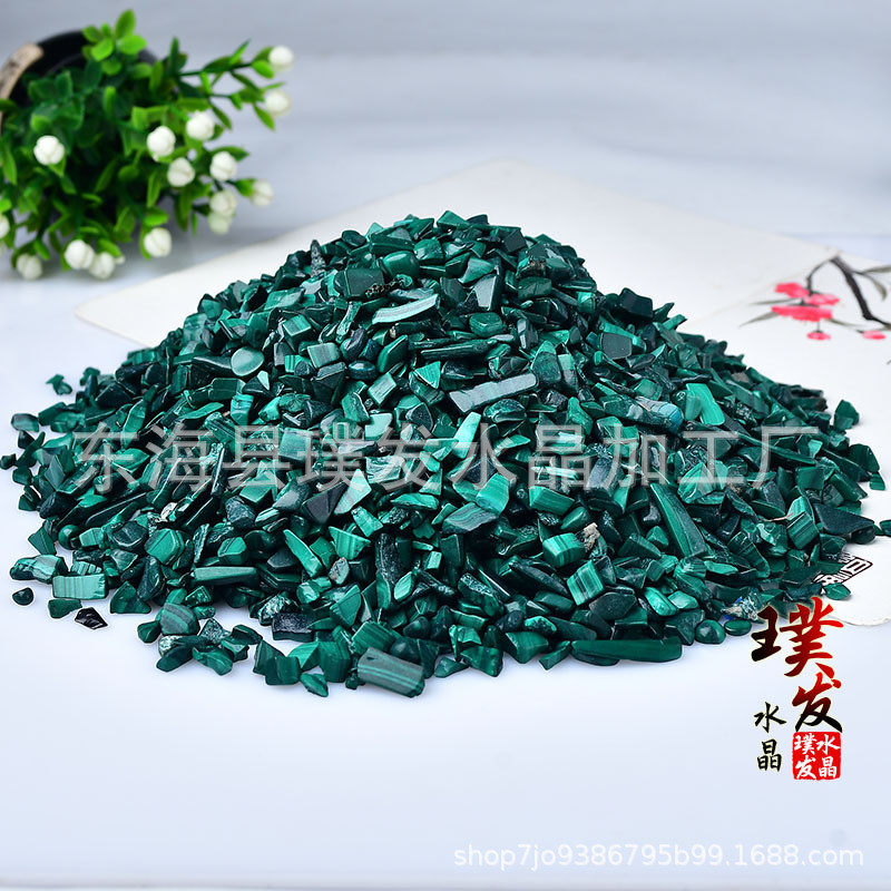 消磁孔雀石碎石天然净化水晶鱼缸花盆装饰滴胶diy