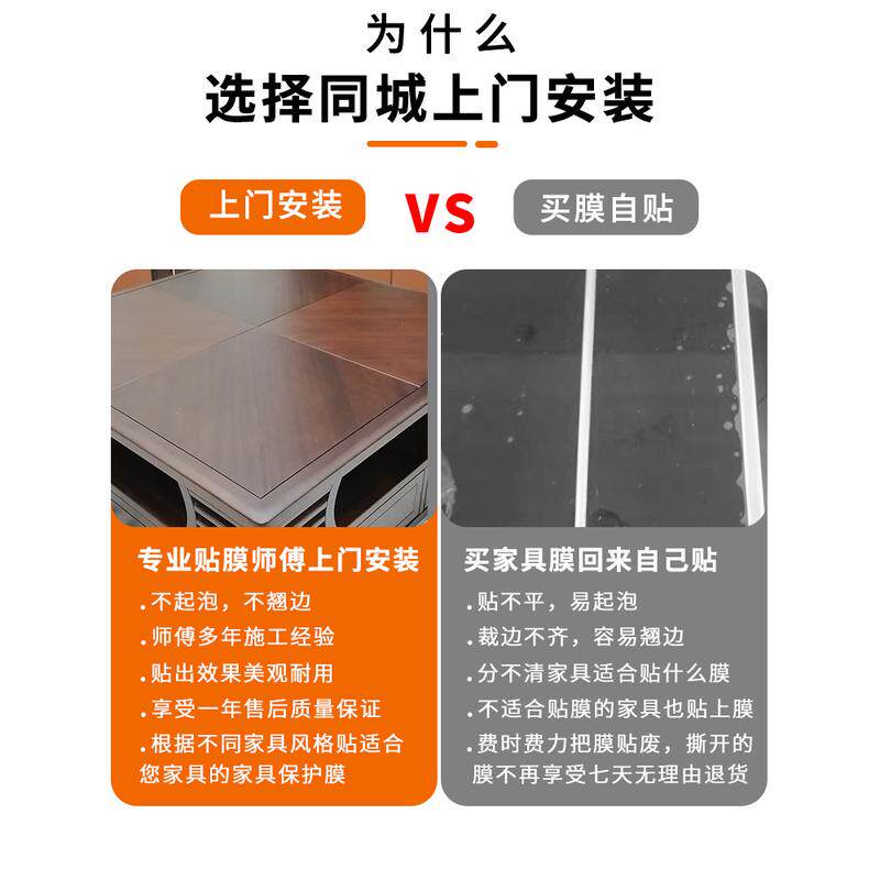 fc大理石台面家具贴膜实木耐高温餐桌保护膜灶台上门透明水晶膜