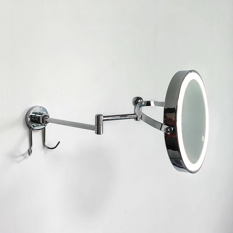 美容镜化妆镜led带灯浴室伸缩免打孔酒店卫生间折叠壁挂梳妆镜子