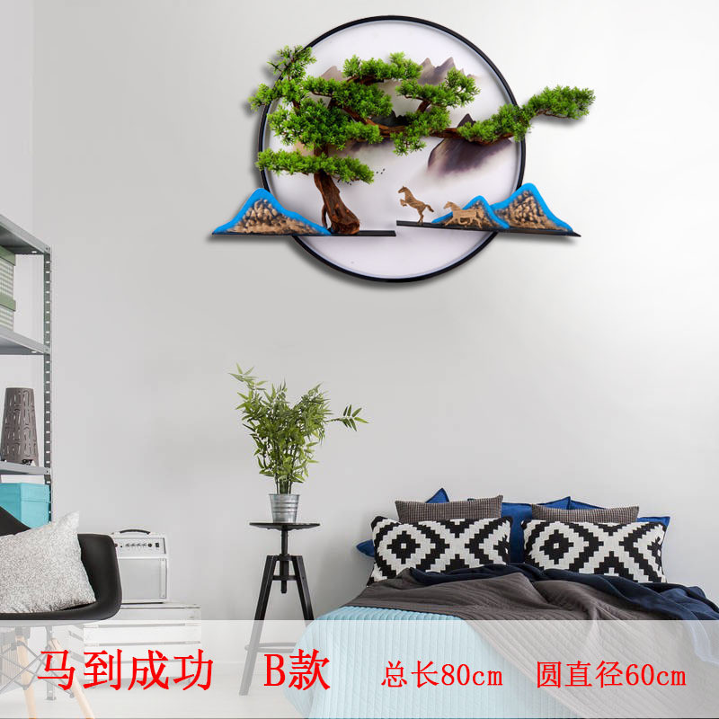 新中式装饰画装饰山水画墙上装饰品挂件客厅餐厅铁艺壁挂灯具壁挂