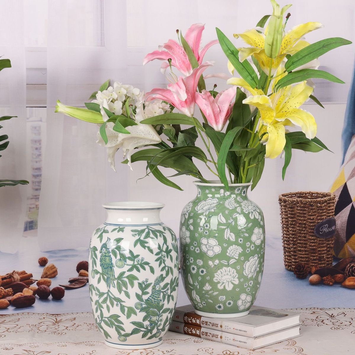 热销陶瓷花瓶新中式青花瓷玄关瓷器插花瓶落地摆件客厅