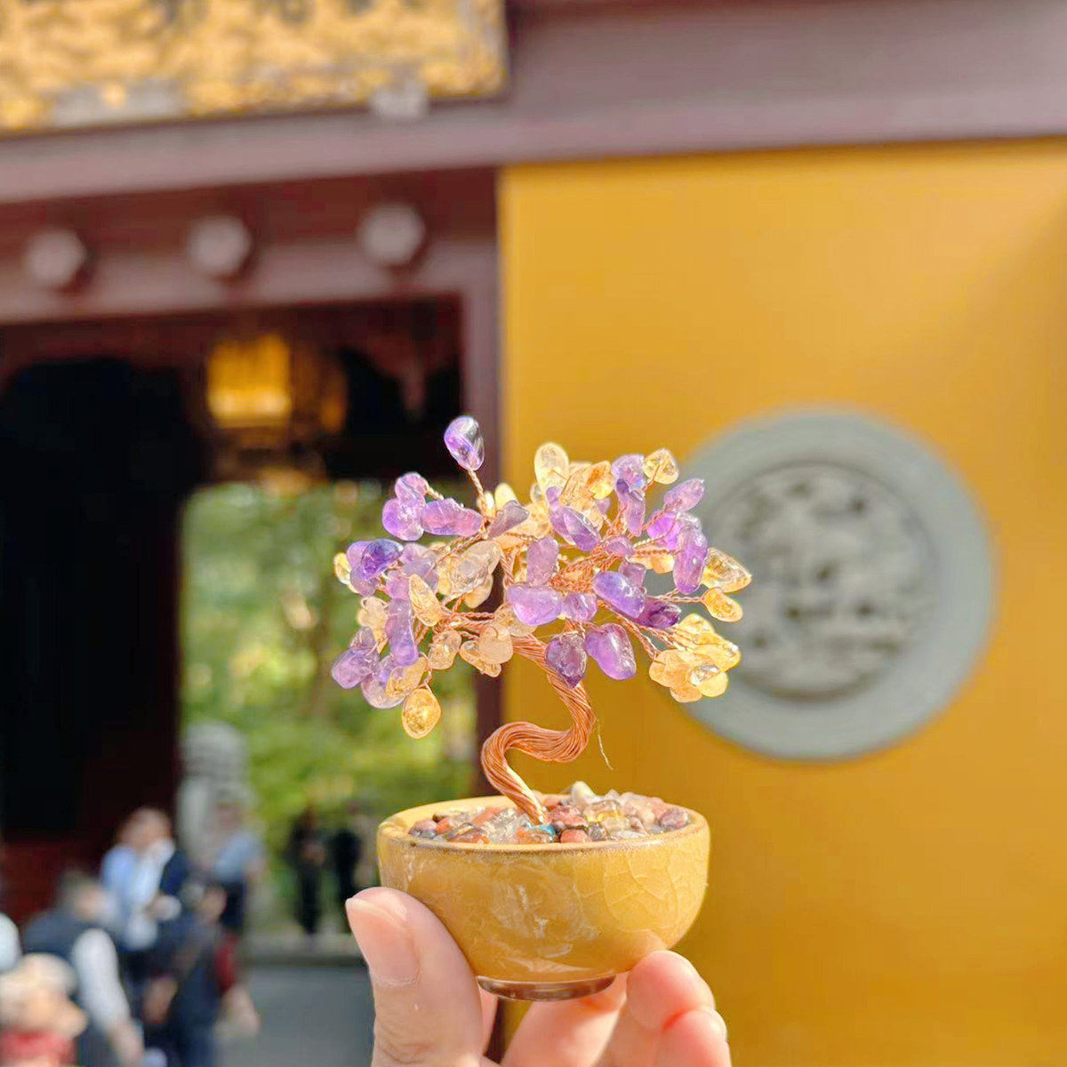 灵隐黄水晶聚宝盆发财树家具客厅办公室招财摆件桌面装饰7025,家居饰品,桌面摆件,淘宝优惠券,粉丝福利购,淘宝优惠卷
