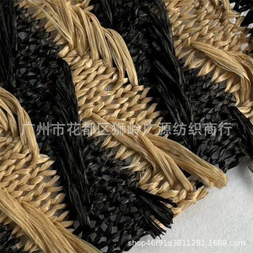 优质草编pp鞋料双色提花草布草编包编织材抱枕装饰布批发