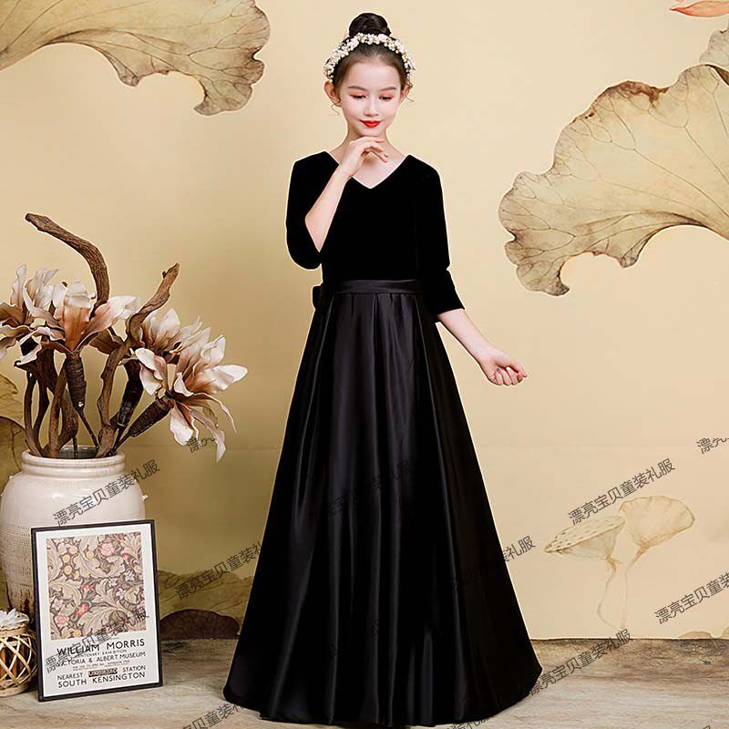 少女童小提琴大提琴音乐会演奏钢琴演出晚礼服儿童古筝长款公主裙