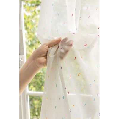 严选儿童房亚麻窗纱透光不透人卧室客厅遮阳窗帘彩虹糖纱帘