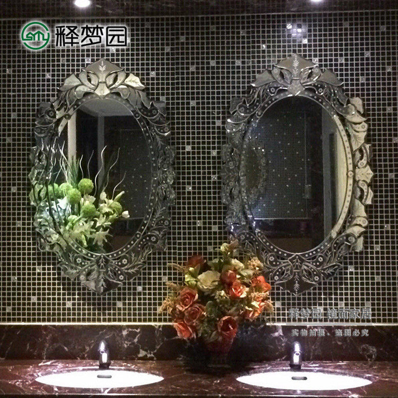 镜子镜子 装饰镜 玄关镜 浴室镜 时尚雕花 化妆镜 椭圆形 m0259