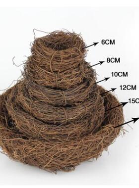 草编鸟窝仿真鸟巢藤编仿真羽毛小鸟手工艺品鸟蛋装饰道具动物模型