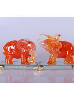 雅信吉祥对象摆件招财大象仿玉木送客年会礼品保险公司户