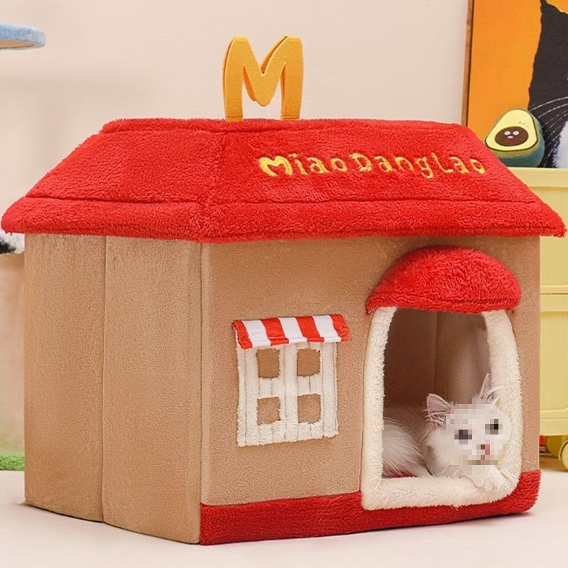 热销猫窝四季通用可拆洗封闭式床夏别墅狗窝宠物猫咪用品屋天凉窝