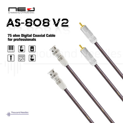 Oyaide欧亚德Neo同轴数字信号线AS808 S/PDIF RCA75欧姆BNC102ssc