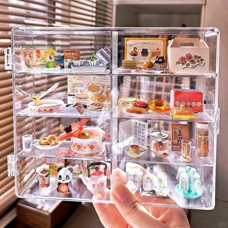 食玩小摆件展示架rement小酒瓶微缩超市货架玩具收纳盒透明亚克力