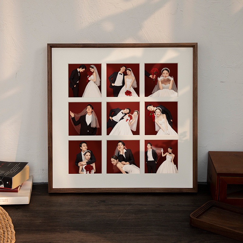 婚纱照结婚洗照片照片墙做成相框情侣打印组合diy九宫格相框挂墙