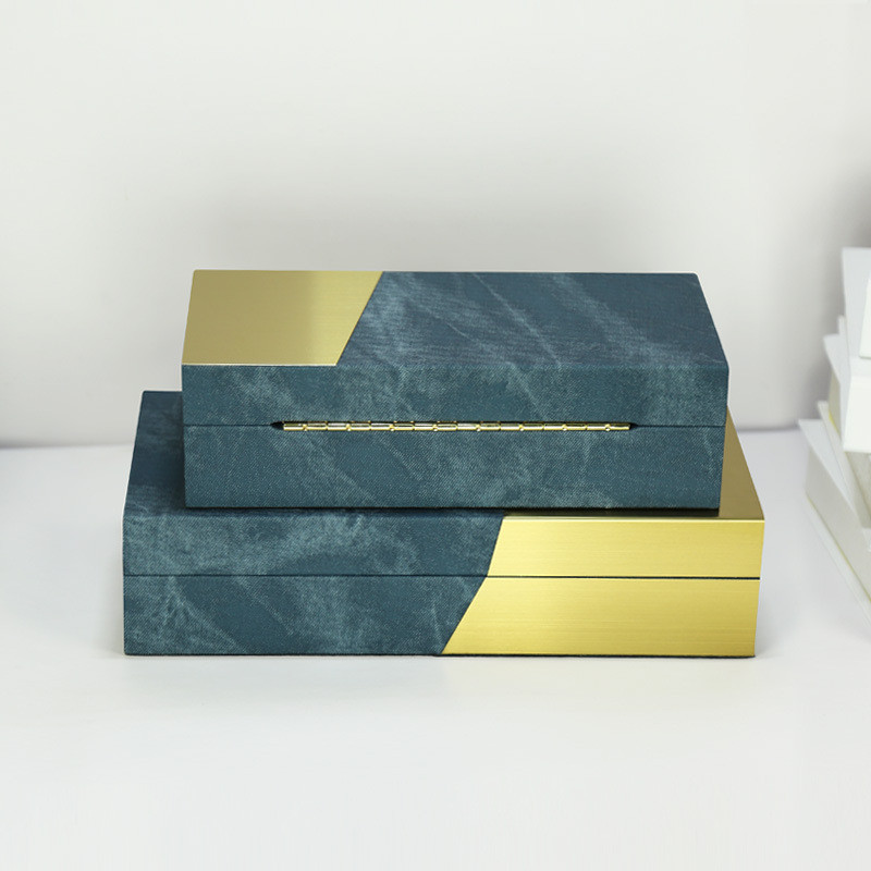 热销新中式样板房装饰收纳盒衣帽间梳妆台摆件皮质珠宝首饰盒软装