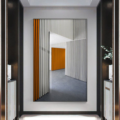 走廊过道建筑现代简约黑白灰装饰画入户竖版空间延伸感墙玄关挂画